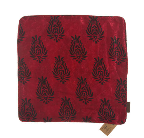 Rust orange silk pillowcase 50x50 cm with dark brown wave pattern and ethnic boho vintage look, unique pillow