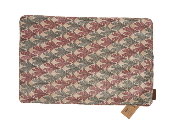 Unique Silk pillowcase 60x40 cm with colorful boho vintage leaf pattern in dusty pink beige and green tones as a sari pillow in oriental style