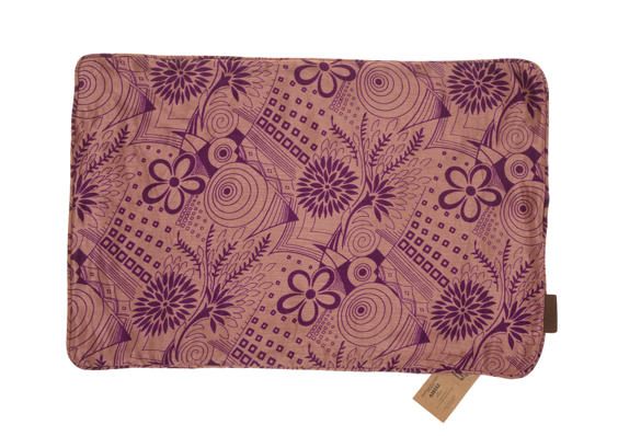 Silk pillowcase 60x40 cm in dusty pink and dark purple with colorful boho vintage pattern of flowers and ornaments in sari pillowcase style