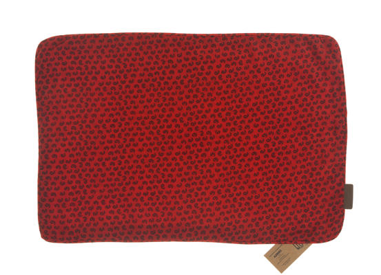 Einzigartiger Seidenkissenbezug 60x40 cm mit rotem Grund und feinem dunkelrotem Muster, farbenfroher indischer Sari-Kissenbezug im orientalischen Bohème-Stil.