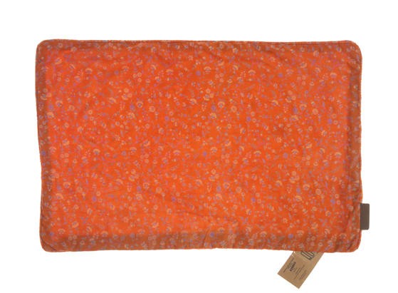 Orange coral colored Silk pillowcase 60x40 cm with fine all-over dot pattern and warm Indian inspired sari pillow look for boho and vintage