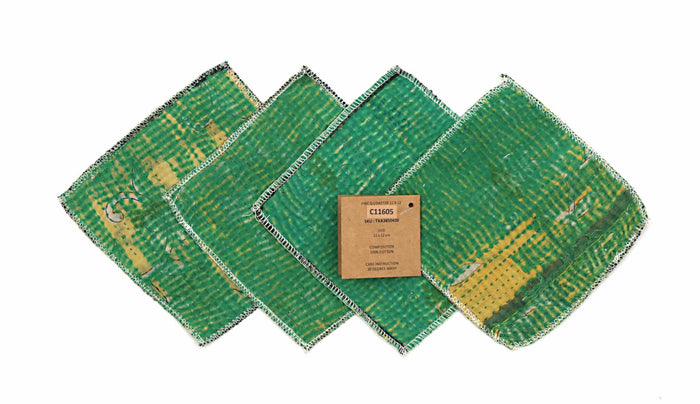 Coaster set of 4 in green, 12x14 cm (fine coaster)