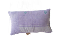 Sari cushion cover 30x50 cm in cream with colorful flower and leaf patterns in red/pink, green and blue (Indian, oriental boho sari cushions)