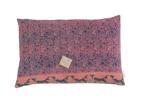 Sari pillowcase 60x40 with beige base, colorful bohemian/boho patterns and vintage Indian oriental design in red, gold and dark blue tones (unique sari pillow)
