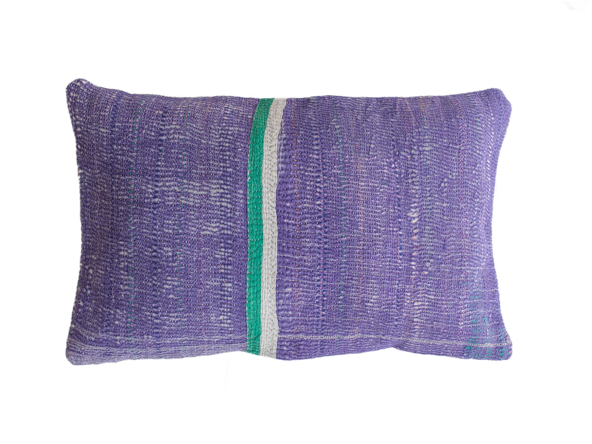 Sari pillowcase 60x40 in pink, fuchsia and coral with patchwork-inspired squares, gray-blue floral ornaments and white base - unique Indian and bohemian sari pillow / sari cushions look