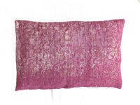 Sari pillowcase 60x40 with white base and turquoise/blue stripes and dot pattern - unique Indian boho sari pillow in vintage oriental style, upcycled ethnic pillowcase.