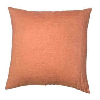 Linen cushion 50x50 with coral color, dusty orange, terracotta, peach color
