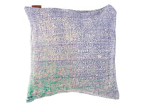 Blue sari pillowcase 50x50 with vintage pattern, sari pillow in boho/bohemian style and colorful details in light green and white, unique Indian pillowcase (sari pillow)